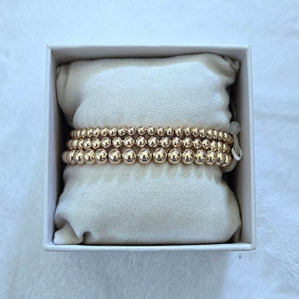 House🏠 of Harlow 1960 Set of Three3️⃣ Stretchy Gold💛 Bead Bracelets - NIB